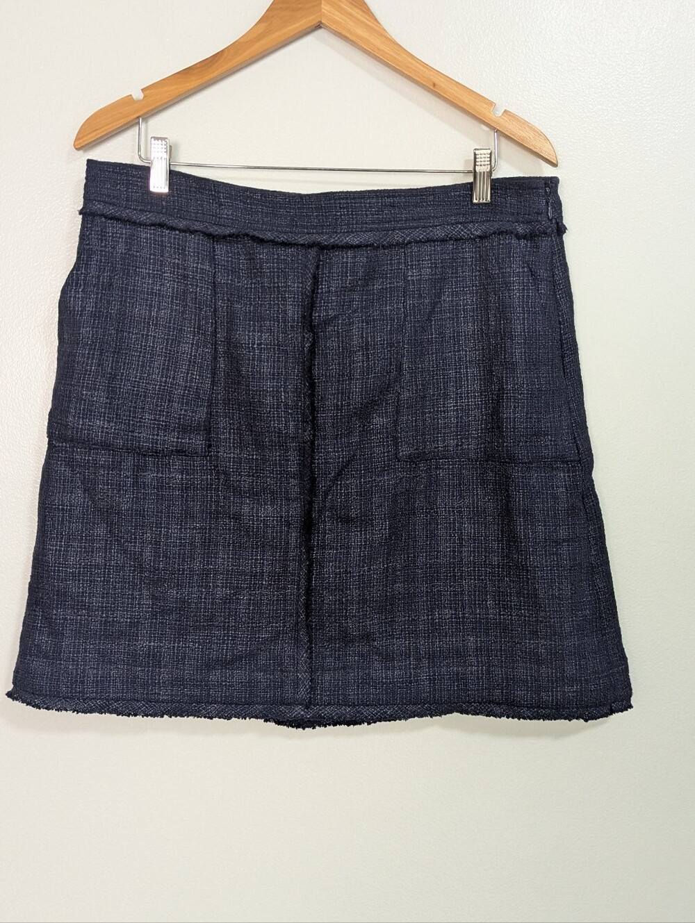 NWT Banana Republic Size 14 Navy 100% Cotton Frayed Hem Mini Skirt